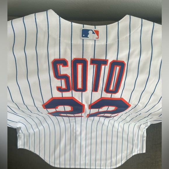 Nike New York Mets Juan Soto #22 Pinstripe with Patch Baseball Jersey Mens Sz XL - Picture 8 of 8